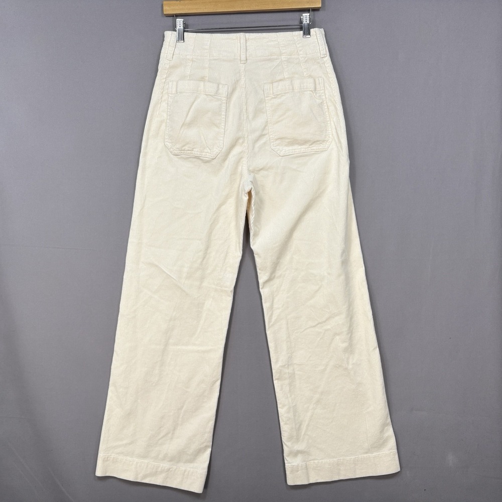 Maeve Colette Full Length Pants 30 fit 28x29 Cream Corduroy Wide Leg High Rise - Picture 8 of 16